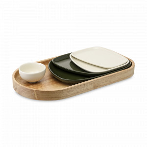 Набор из 5-ти тарелок на подносе, фарфор, каучуковое дерево, белый, серия Sorrento, LIBERTY JONES, Россия, Наборы тарелок для кухни