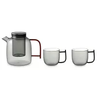 Набор из чайника и двух чашек, 1500 и 380 мл, стекло, серый, серия Misty, LIBERTY JONES, Китай, 
