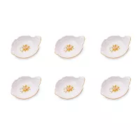 Набор из 6-ти розеток с ручкой, 13 см, фарфор, белый, декор, серия Зеленый цветок, BERNADOTTE, Чехия, 