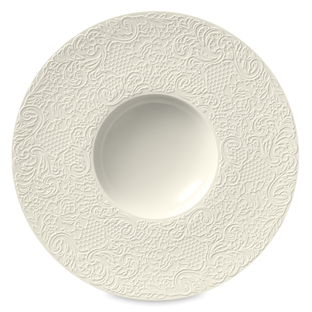 Тарелка для пасты с широким бортом BLANC, 30 см, фарфор, белый, рельеф, серия Collection L, GUY DEGRENNE, Франция