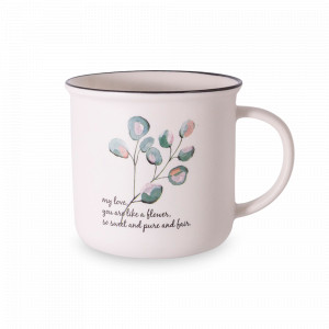 Кружка Эвкалипт, 400 мл, фарфор, белый, декор, серия Herbarium, HOME &amp; STYLE, Китай, Большие кружки