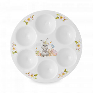 Блюдо для 6 яиц Spring Bunnies, 18 см, керамика, белый, декор, серия Happy Easter, REPAST, Чехия, Блюда сервировочные REPAST