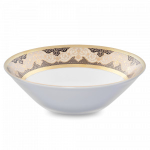 Салатник Black Creme Gold, 24 см, фарфор, черный, золотой, серия Constanza Belvedere, FALKENPORZELLAN, Германия, Салатники, чаши сервировочные