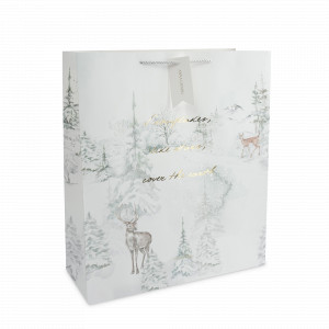 Пакет подарочный «Лес в снегу», 42 х 48 см, бумага, белый, серия Maral, ANNA LAFARG, Китай, Подарочные пакеты ANNA LAFARG