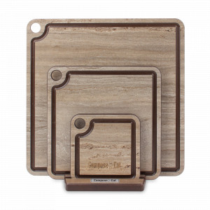 Набор сервировочных досок, 3 штуки, на подставке, травертин капучино, композитный материал, серия ProFashion, ComposeEat, Россия, Сервировочные доски