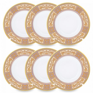 Набор из 6-ти суповых тарелок Violet Creme Gold, 22.5 см, фарфор, фиолетовый, золотой, серия Diadem, FALKENPORZELLAN, Германия, Фарфоровые тарелки для супа