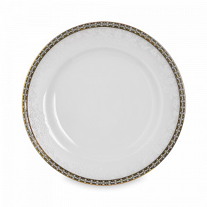 Тарелка обеденная, 27 см, фарфор, белый, золотой, серия Riva Gold, WALLENDORFER, Германия, Тарелки из костяного фарфора