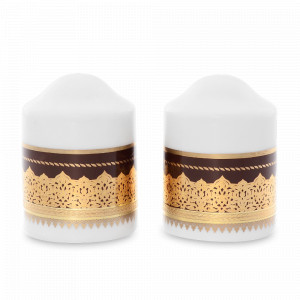 Набор для специй Brown Gold, 2 предмета, фарфор, коричневый, золотой, серия Constanza Agadir, FALKENPORZELLAN, Германия, Солонки и перечницы