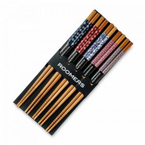 Набор из 5-ти пар палочек для еды, 22.5 см, бамбук, бежевый, декор, ROOMERS TABLEWARE, Нидерланды, Палочки для суши