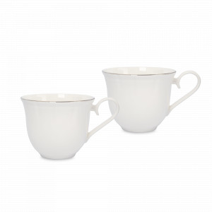 Набор из 2-х кружек, 350 мл, фарфор, белый с серебристым кантом, серия Dynasty, ANNA LAFARG, Китай, Dynasty ANNA LAFARG