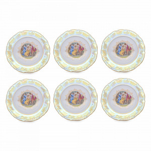 Набор из 6-ти закусочных тарелок Мадонна, 21 см, фарфор, перламутр, серия Мария-Тереза, REPAST, Чехия, Тарелки REPAST