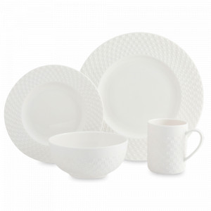 Сервиз чайно-столовый на 1 персону , 4 предмета, фарфор, белый, серия Капля, DECOR DE TABLE, Россия, Наборы тарелок из фарфора