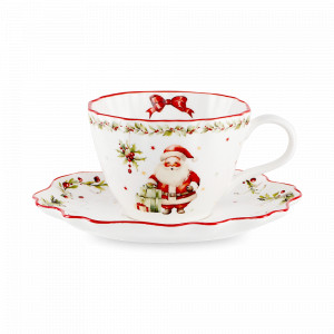 Пара чайная, фарфор, белый, декор, серия Рождественский винтаж, DECOR DE TABLE, Россия, Чайные пары из фарфора