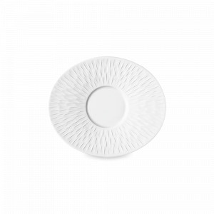 Блюдце для кофейной чашки овальное BLANC, 14 х 12 см, фарфор, белый, серия Boreal Satin, GUY DEGRENNE, Франция, Boreal Swing GUY DEGRENNE