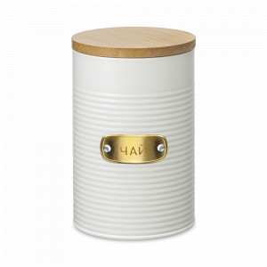 Банка для хранения чая, 1.3 л, углеродистая сталь, бамбук, кремовый, серия Irmel, SMART SOLUTIONS, Россия, Емкости для хранения сыпучих продуктов