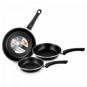 Набор из 3-х сковород, 18/20/24 см, сталь, стеклоэмаль, темно-серый, серия Kenya, VITRINOR, Испания, Наборы сковород