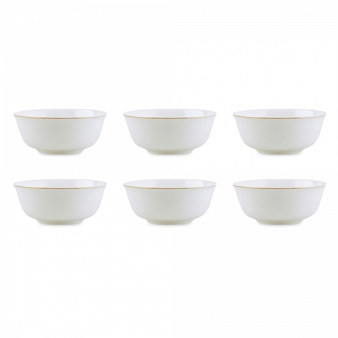 Набор из 6-ти порционных салатников Gold, 16 см, фарфор, белый, золотая отводка, серия Ivory, REPAST, Чехия