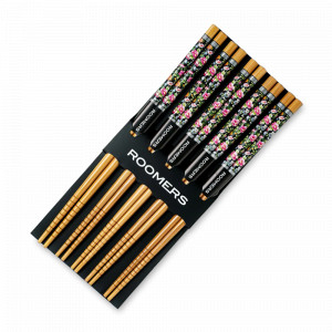 Набор из 5-ти пар палочек для еды, 22.5 см, бамбук, бежевый, декор, ROOMERS TABLEWARE, Нидерланды, Палочки для суши