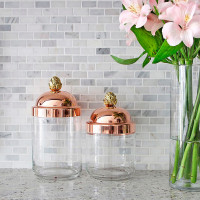 Банка для хранения сыпучих продуктов из стекла, диаметр 10 см, объем 0,5 л, стеклянная с медной крышкой, с  бронзовой декорированной ручкой, серия 8000 Stampi & Barattoli, RUFFONI, Италия_00803480055411484458.jpg