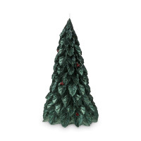Свеча  декоративная Festive flame, 19.5 см, парафин, зеленый, серия New Year Essential, TKANO, Россия