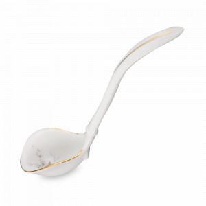 Ложка , 20 см, фарфор, белый, декор, серия Зеленый цветок, BERNADOTTE, Чехия, Зеленый цветок BERNADOTTE