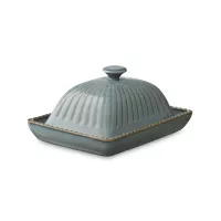 Маслёнка , 11,5 х 16 х 8 см, фарфор, синий, коричневый, серия Kitchen Spirit, TKANO, Россия, 