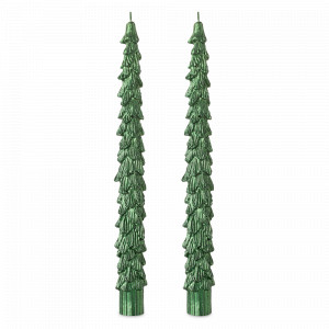 Набор из 2-х длинных свечей, 25 см, парафин, зеленый, серия New Year Essential, TKANO, Китай, Свечи TKANO