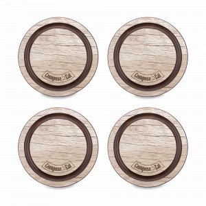 Набор подставок под кружку Бирдекель, 4 шт.круглая, диам. 95 мм, дуб светлый, подарочная упаковка, серия Fashion, ComposeEat, Россия, Наборы бирдекелей