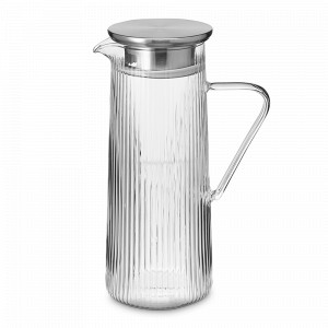 Кувшин с крышкой, 1.2 л, стекло, сталь, прозрачный, серия Soft Ripples, LIBERTY JONES, Россия, Кувшины