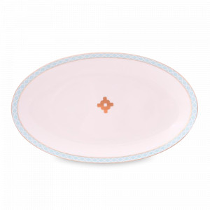 Блюдо овальное Aero Blue Gold, 24 х 14 см, фарфор, белый, голубой, серия Corvara, FALKENPORZELLAN, Германия, Блюда из фарфора