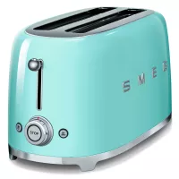 Тостер на 4 хлебца, нержавеющая сталь, пластик, 21,5 x 39,4 x 20,8 см, бирюзовый, SMEG, Италия, 