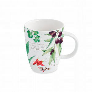 Кружка 350 мл, фарфор, белый, декор, серия Домашняя кухня, EASY LIFE (R2S), Италия, EASY LIFE R2S (Италия)