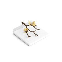 Подставка для салфеток «Бабочки гинкго», 18 х 16,5 х 7,6 см, мрамор, латунь, нержавеющая сталь, белый, серия Butterfly Ginkgo, MICHAEL ARAM, США_00804880062003172163.jpg