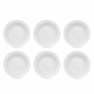 Набор из 6-ти суповых тарелок, 22.5 см, фарфор, белый, декор, серия Жемчуг, REPAST, Чехия, Тарелки REPAST