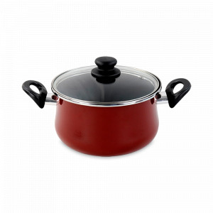 Кастрюля с крышкой, 18 см, 2.5 л, сталь, стеклоэмаль, красный, серия Authentique Burgundy, VITRINOR, Испания, Кастрюли с антипригарным покрытием