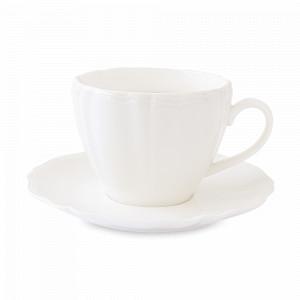 Пара чайная, 280 мл, фарфор, белый, серия Perle, EASY LIFE (R2S), Италия, Чайные пары