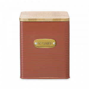 Банка квадратная для хранения сладостей, 3.2 л, углеродистая сталь, бамбук, терракота, серия Irmel, SMART SOLUTIONS, Россия, Емкости для хранения сыпучих продуктов