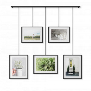 Панно для 5-ти фотографий Exhibit, стекло, сталь, черный, серия Teardrop, UMBRA, Канада, Рамки для фото
