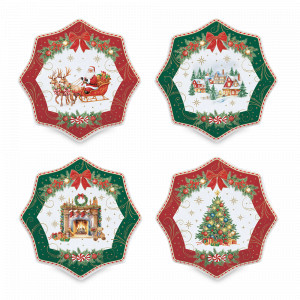 Набор из 4-х десертных тарелок, 16 см, фарфор, серия Christmas Heritage, EASY LIFE (R2S), Италия, Новогодняя коллекция