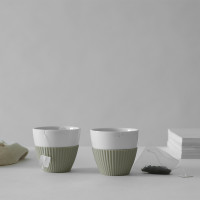 Набор из 2 стаканов для чая,  250 мл, фарфор, силикон, белый, хаки, серия Anytime, VIVA Scandinavia, Дания_00803020063470831106.jpg