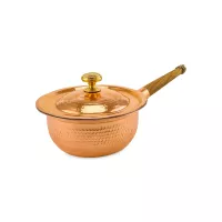 Сотейник с крышкой &quot;КМ&quot;, 1,7 л, медь кованая, дерево, серия Медная посуда, Кольчугинский Мельхиор, Россия, 