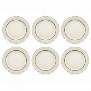 Набор из 6-ти обеденных тарелок, 25 см, фарфор, молочный, золотая отводка, серия Opera, REPAST, Чехия, Opera REPAST