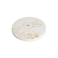Подставка под кружку, 11 см, керамика, пробка, белый, декор, серия Bunny, ANNA LAFARG, Китай