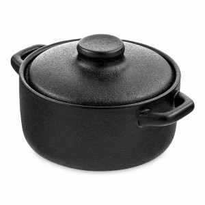 Форма для запекания с крышкой Iron Black, 400 мл, керамика, черный, WALMER, Великобритания, Круглые формы для запекания