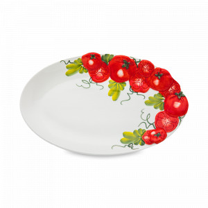 Блюдо овальное, 32 х 20 см, керамика, белый, декор, серия Томаты, EDELWEISS, Италия, EDELWEISS (Италия)