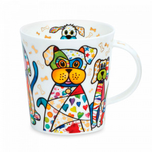 Кружка «Веселые собаки», 320 мл, костяной фарфор, белый, декор, серия Lomond, DUNOON, Великобритания, Дорогие кружки