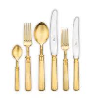 Набор столовых приборов на 12 персон, 72 предмета, матовое покрытие, золотистый, серия Line, CUTIPOL, Португалия, 