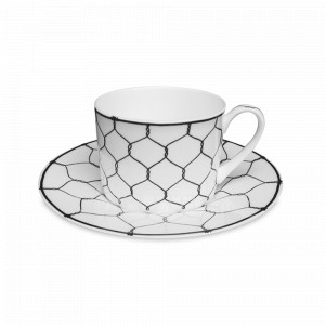 Пара чайная, 230 мл, костяной фарфор, белый, черный, серия Ferri, TAITU, Италия, TAITU (Италия)