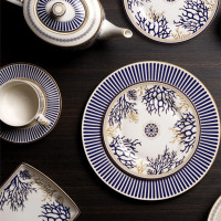 Пара чайная, 220 мл, фарфор, белый, синий, серия Corallo, Pozzi Milano 1876, Италия_00818750054355286789.jpg