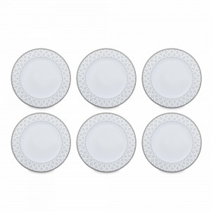 Набор из 6-ти закусочных тарелок, 19 см, фарфор, белый, серебристый, серия Серебряная сетка, REPAST, Чехия, Серебряная сетка REPAST